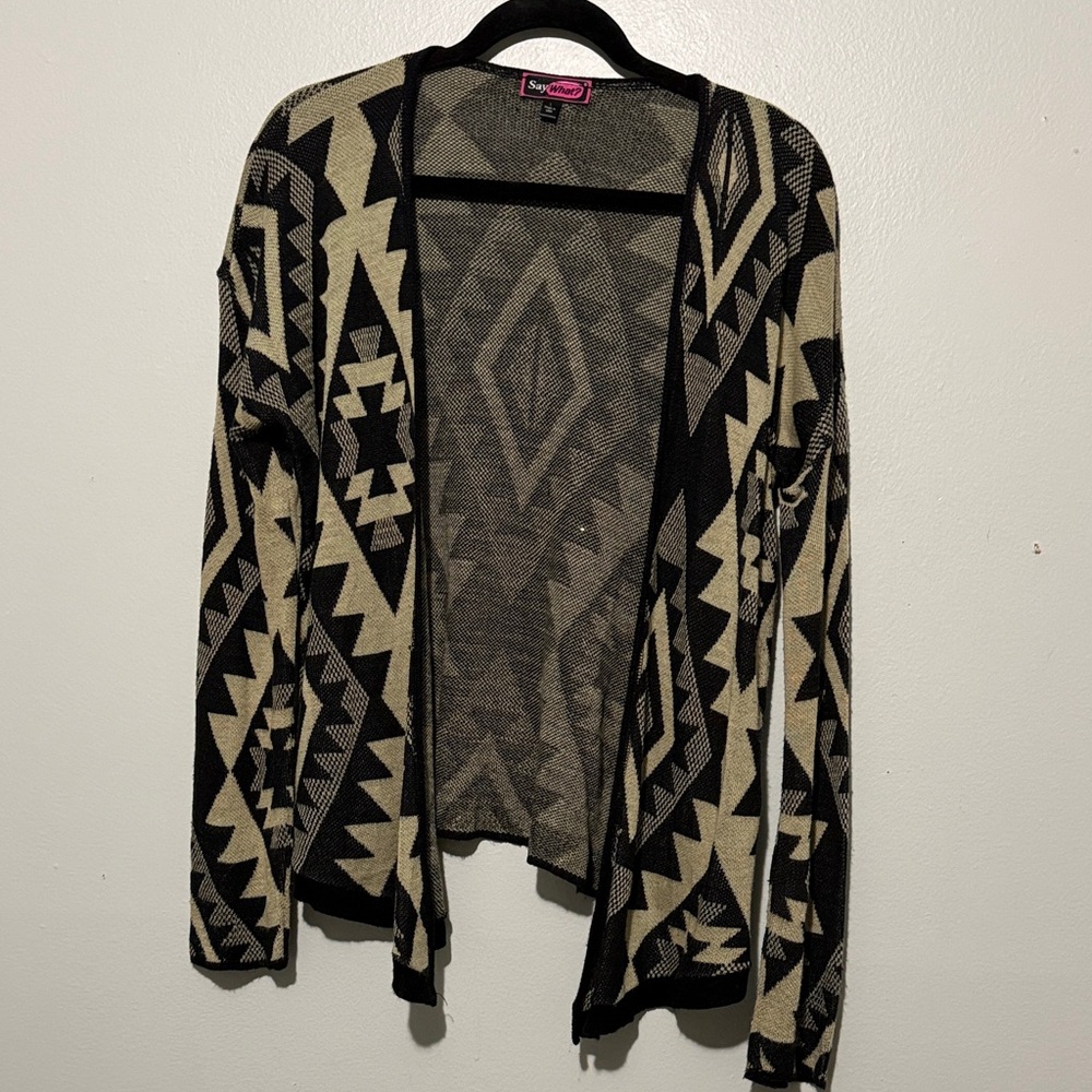 Say What? Black and Cream Geometric Cardigan